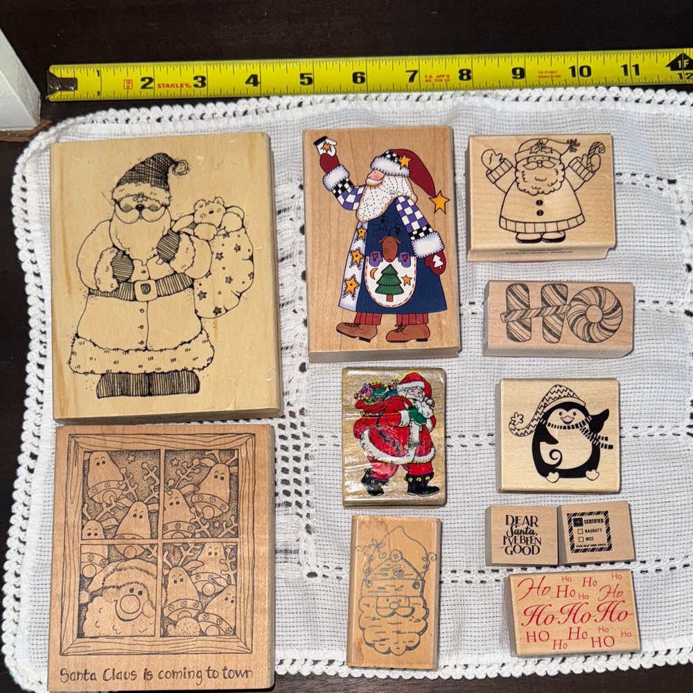 Santa Themed Rubber Stamps Set